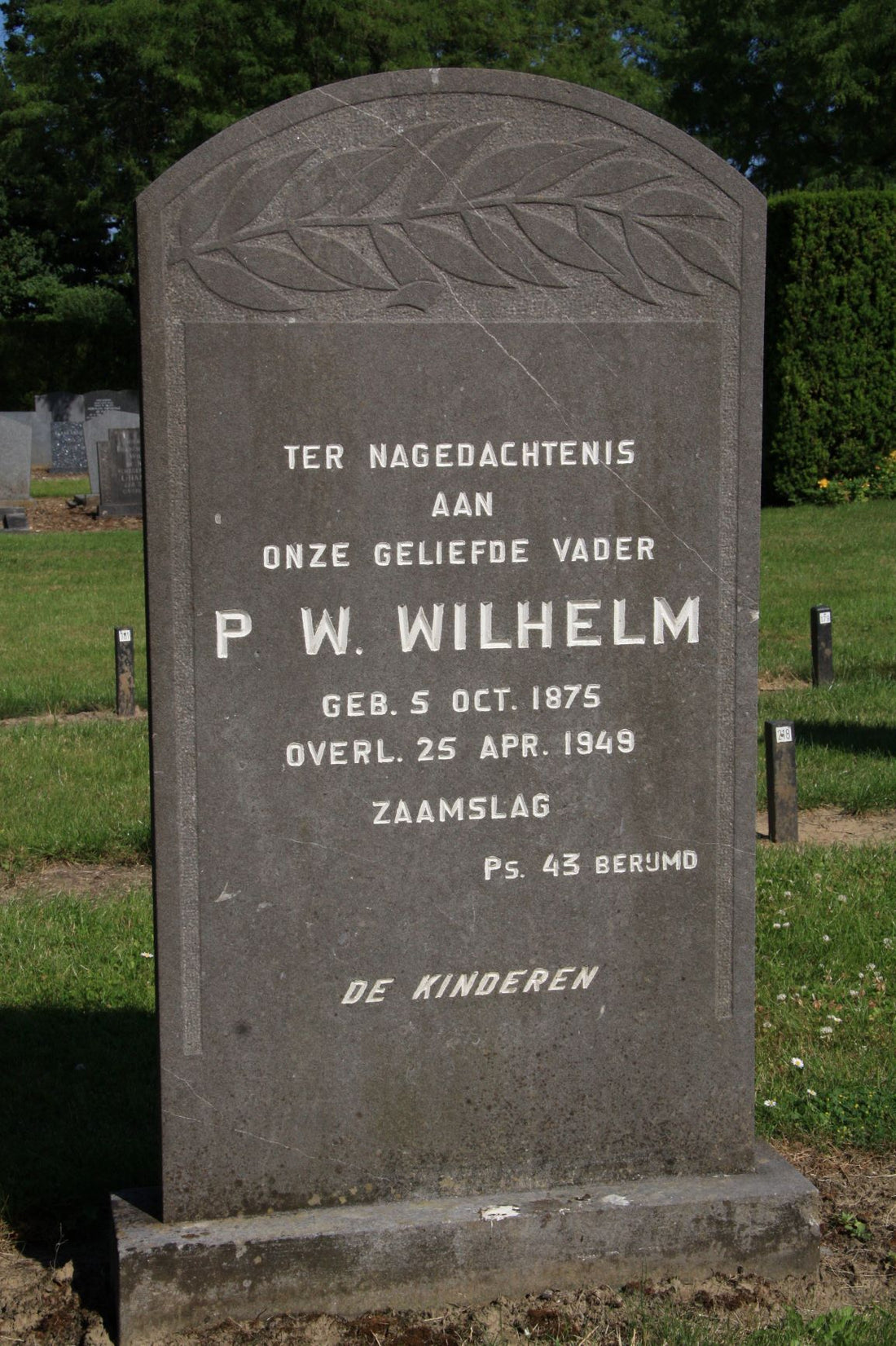 Het graf van Pieter Willem Wilhelm