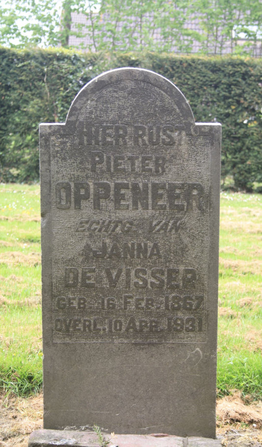 Het graf van Pieter Oppeneer