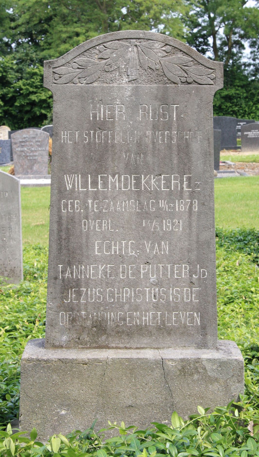 Het graf van Willem Dekker