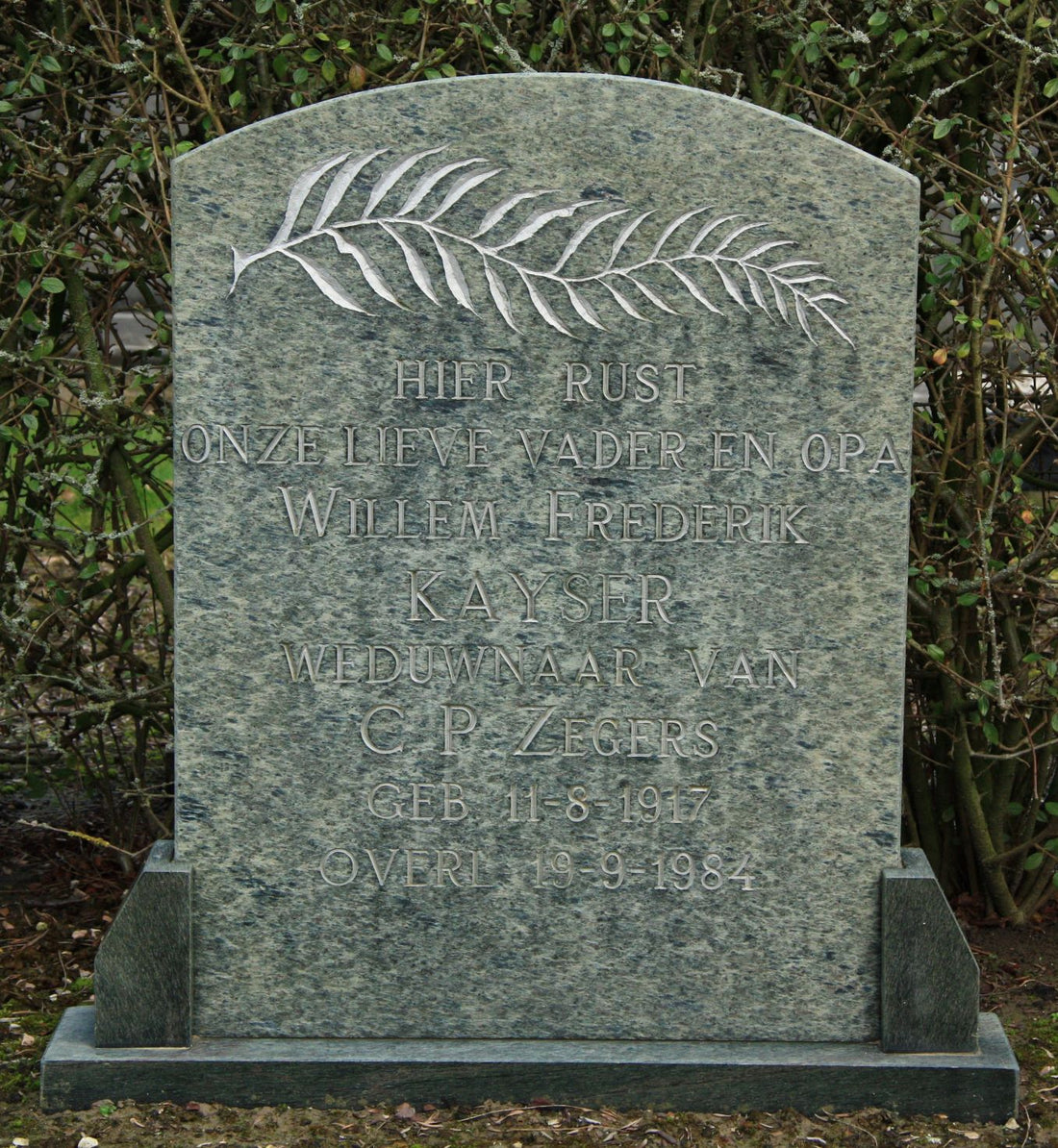 Het graf van Willem Frederik Kaijser