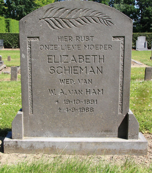 Het graf van Elizabeth Schieman