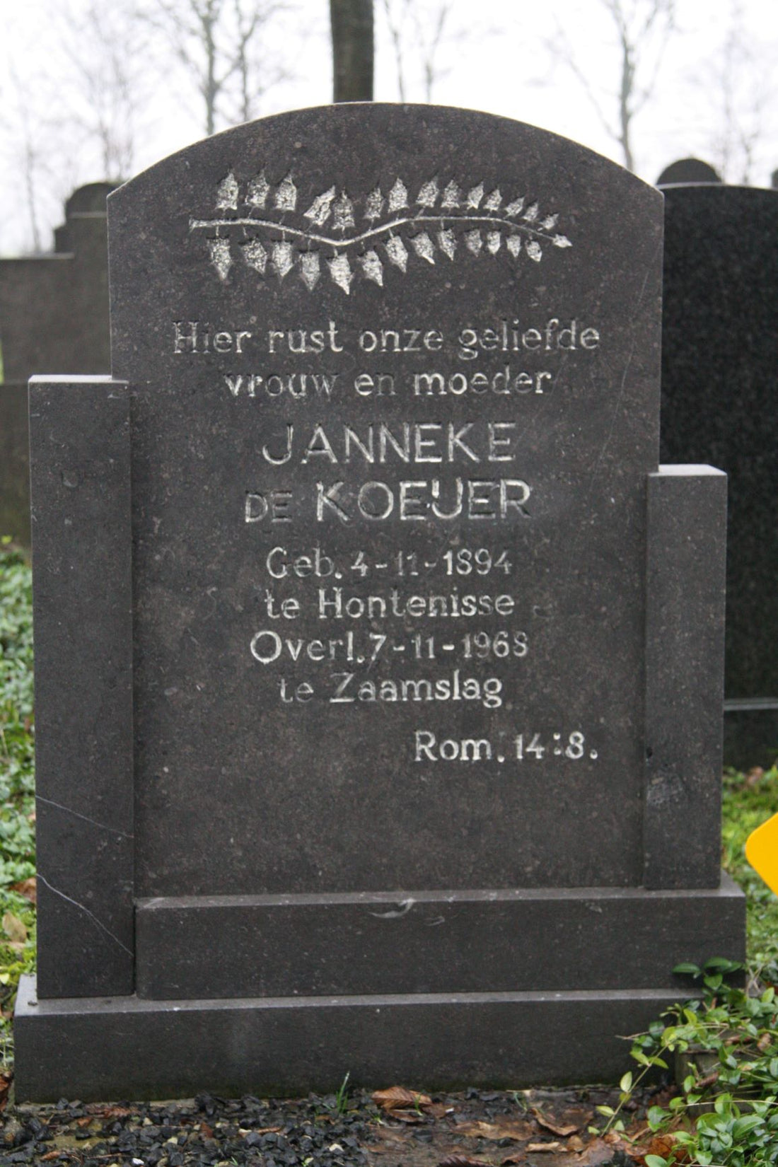 Het graf van Janneke de Koeijer