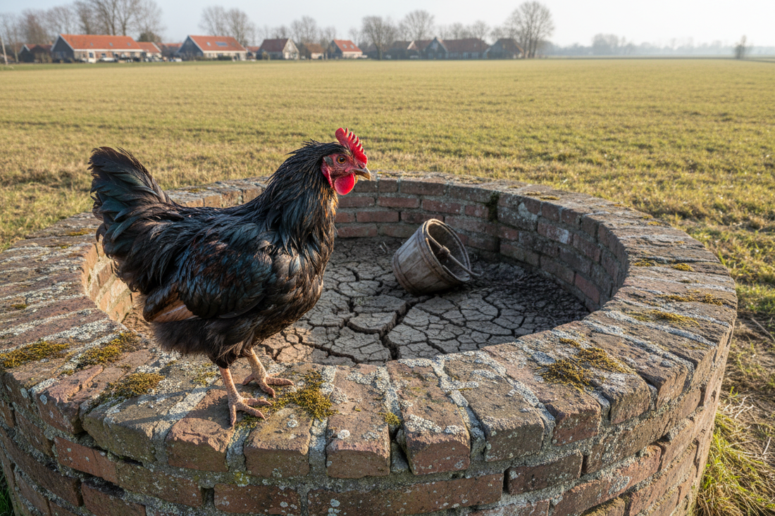 Een nat hoender en een opgedroogde put